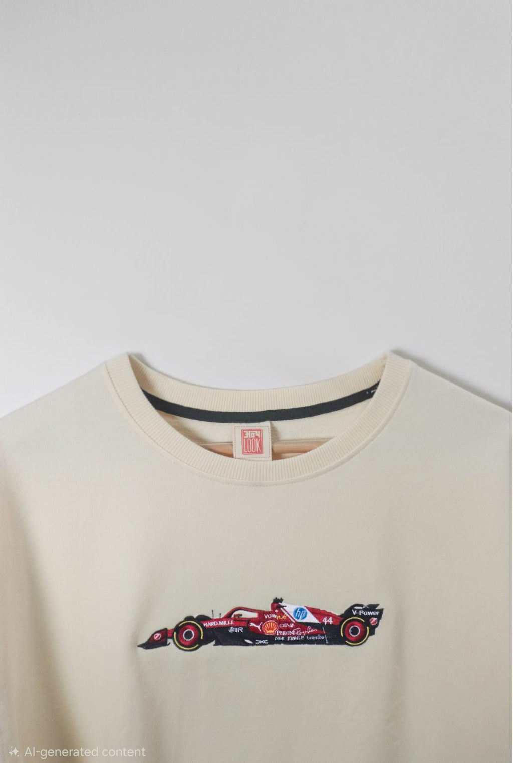 F1 Ferrari Car Embroidered Oversized T-Shirt - AnyaLook