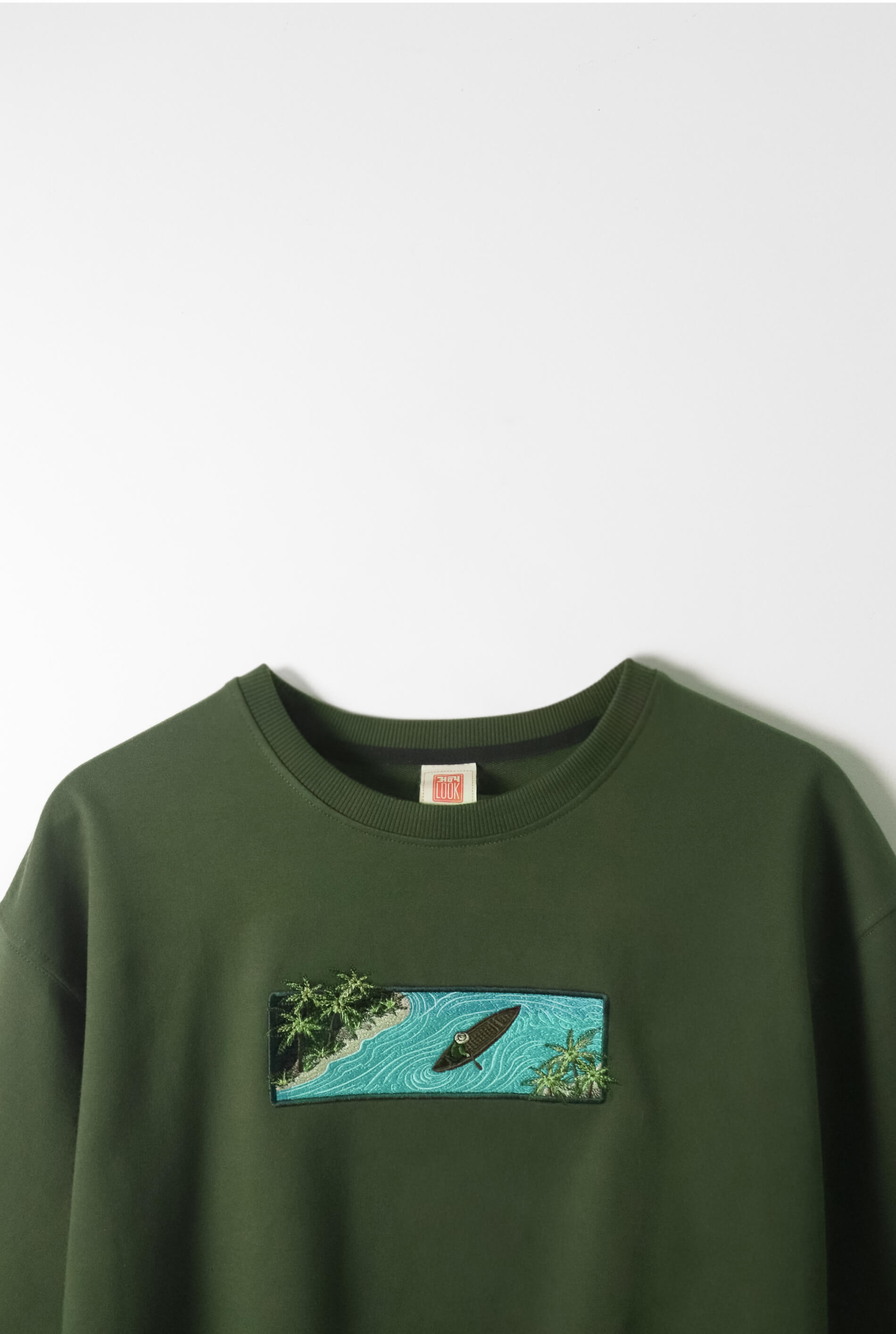 South Green View Embroidered Oversized T-Shirt — Olive Green | AnyaLook Oversized Tshirt