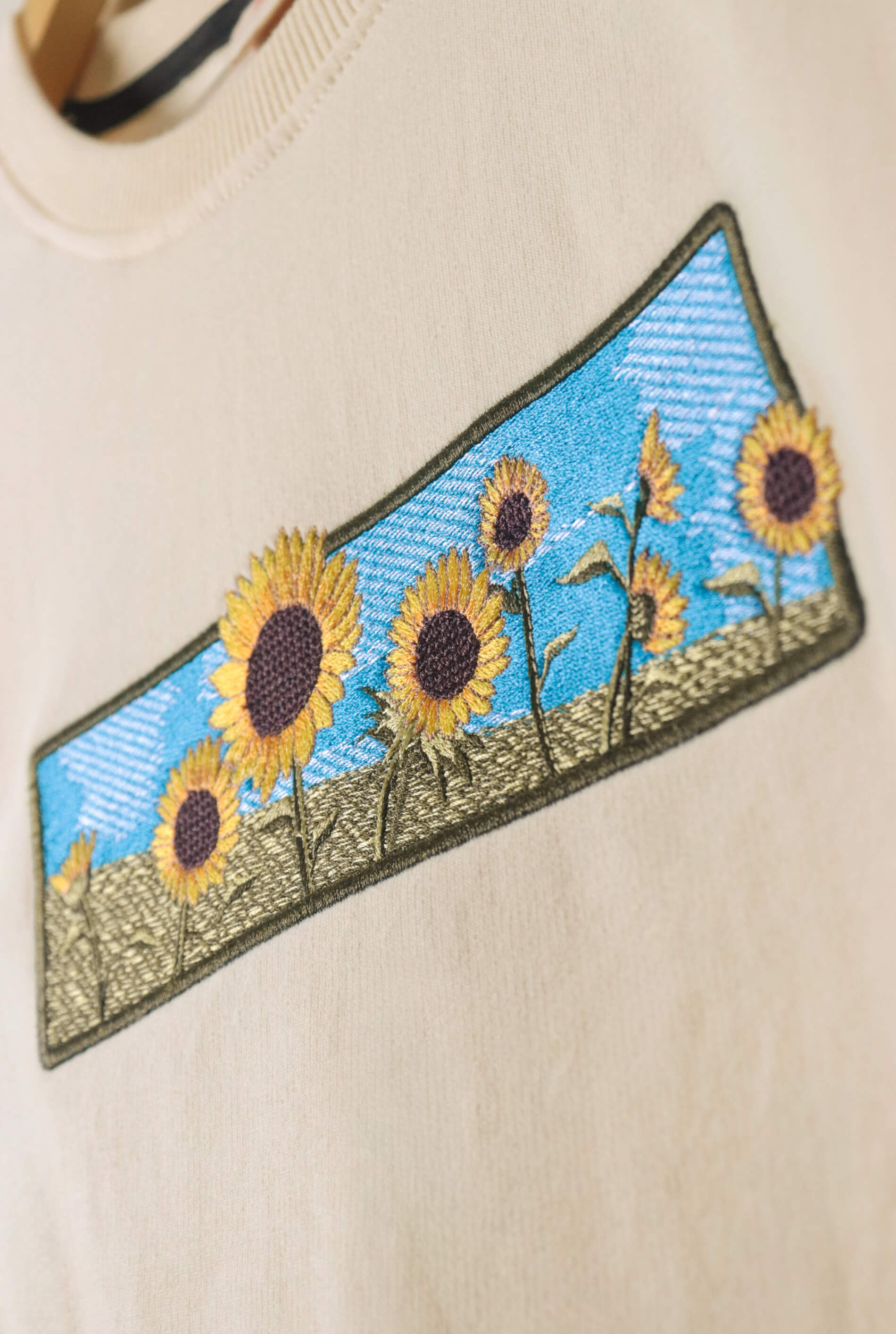 Sunflower Field Embroidered Oversized T-Shirt — Beige | AnyaLook Oversized Tshirt
