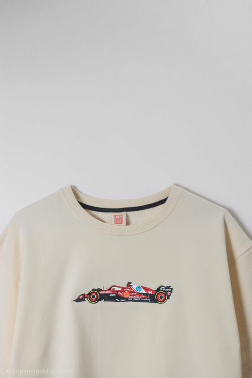 F1 Ferrari Car Embroidered Oversized T-Shirt - AnyaLook Oversized Tshirt