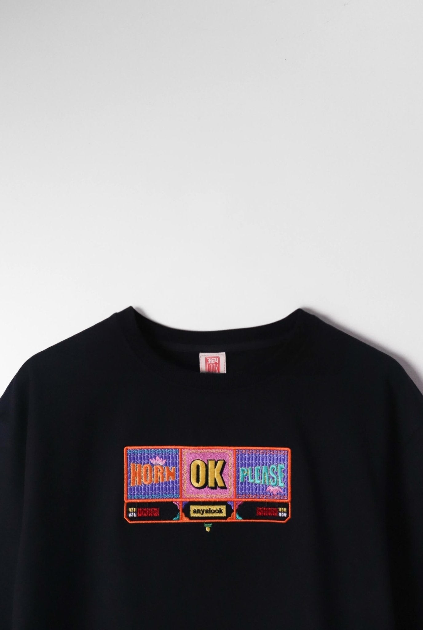 Horn OK Please Embroidered Oversized T-Shirt | Black | AnyaLook
