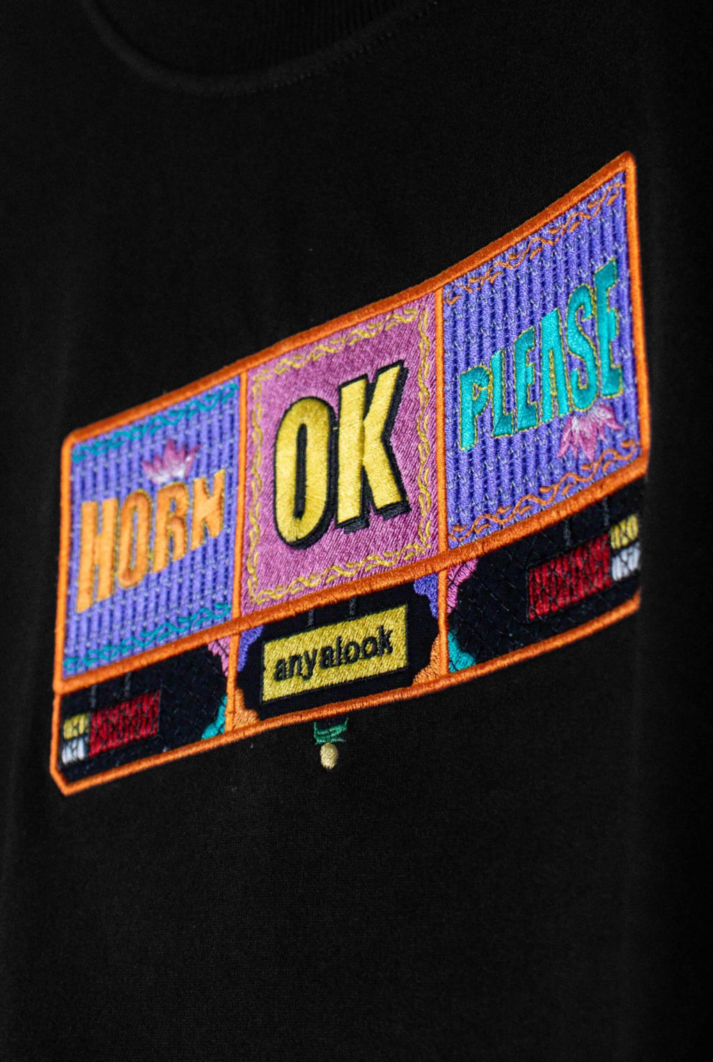 Horn OK Please Embroidered Oversized T-Shirt — Black | AnyaLook Oversized Tshirt