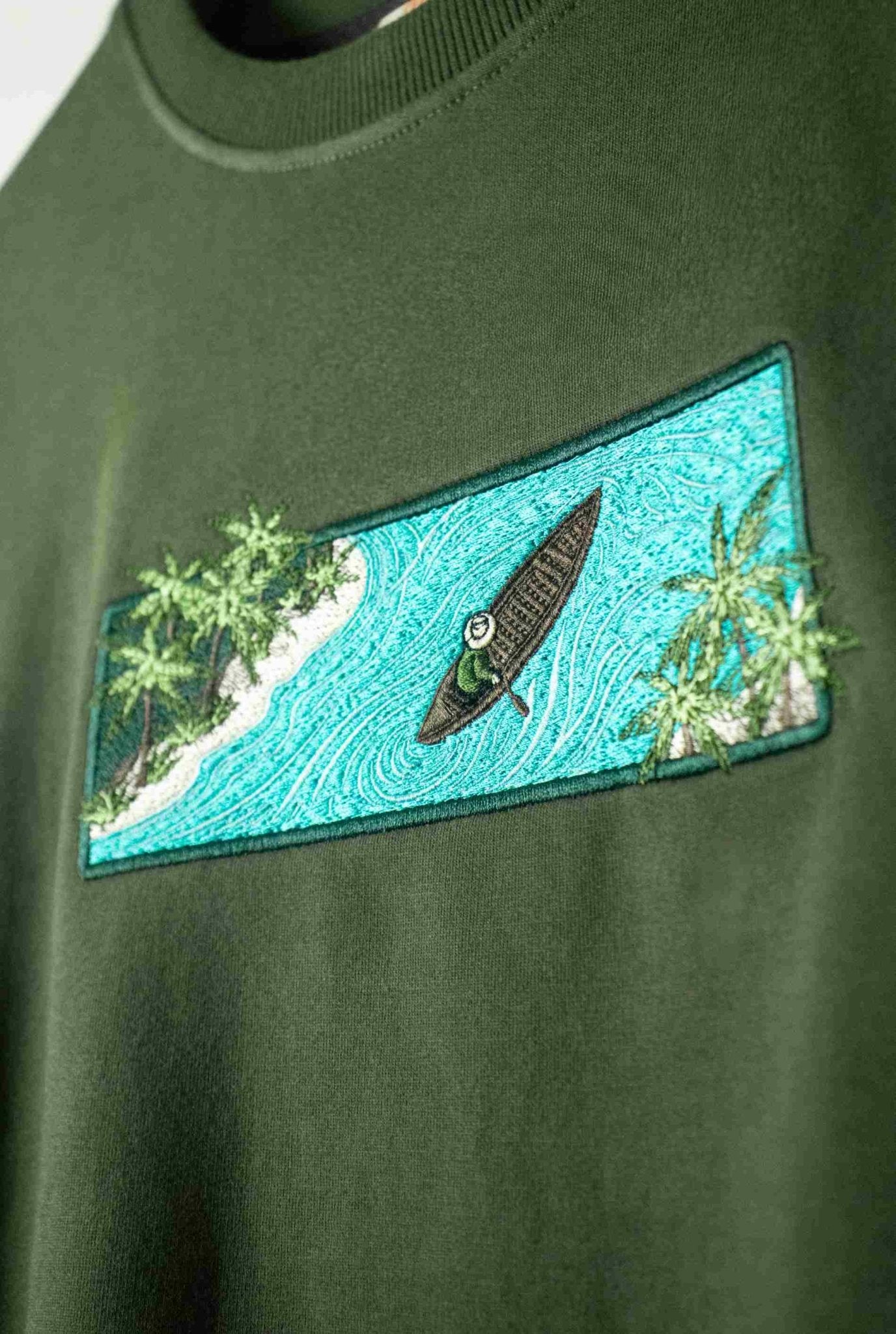 South Green View Embroidered Oversized T-Shirt — Olive Green | AnyaLook Oversized Tshirt