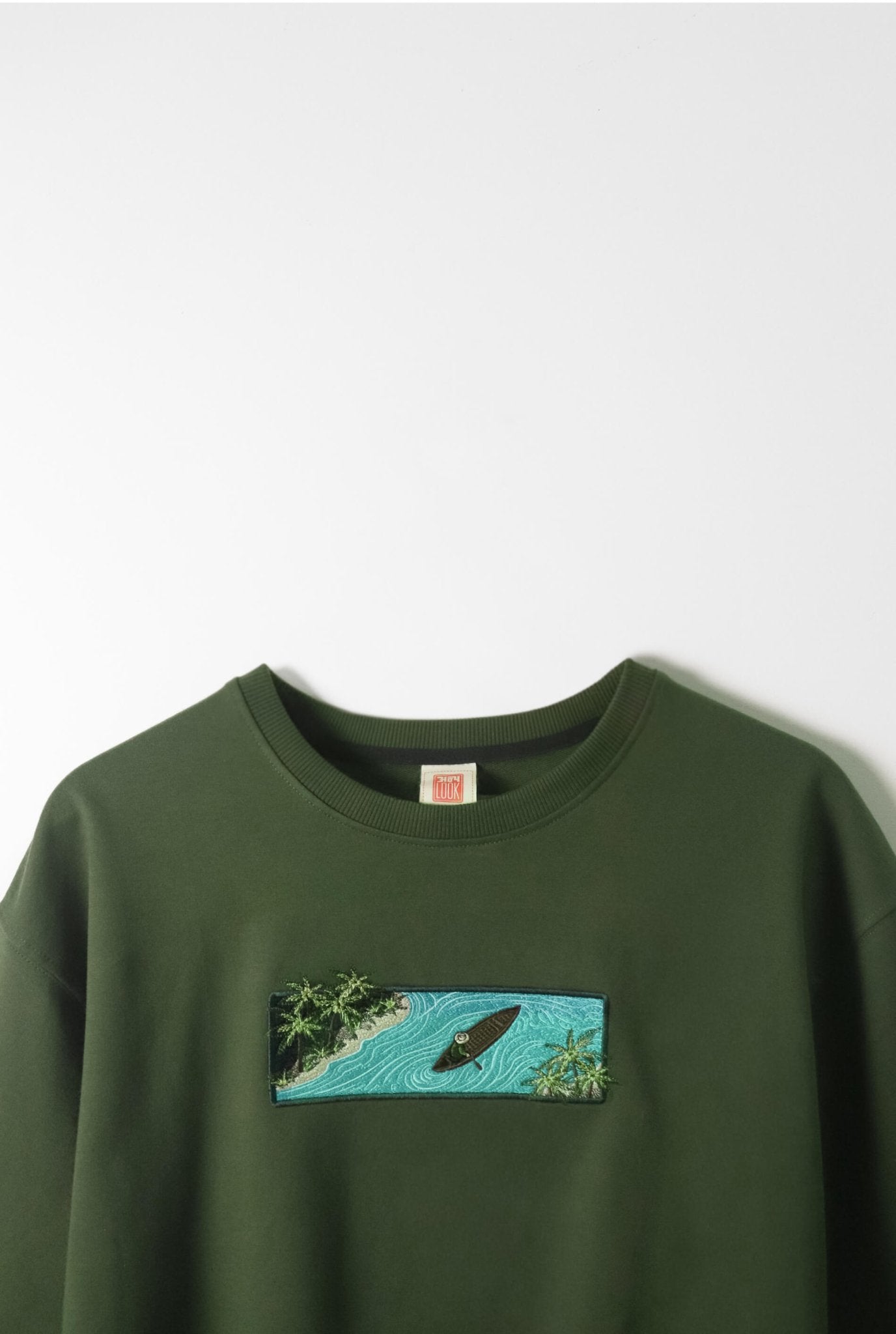 South Green View Embroidered Oversized T-Shirt — Olive Green | AnyaLook Oversized Tshirt