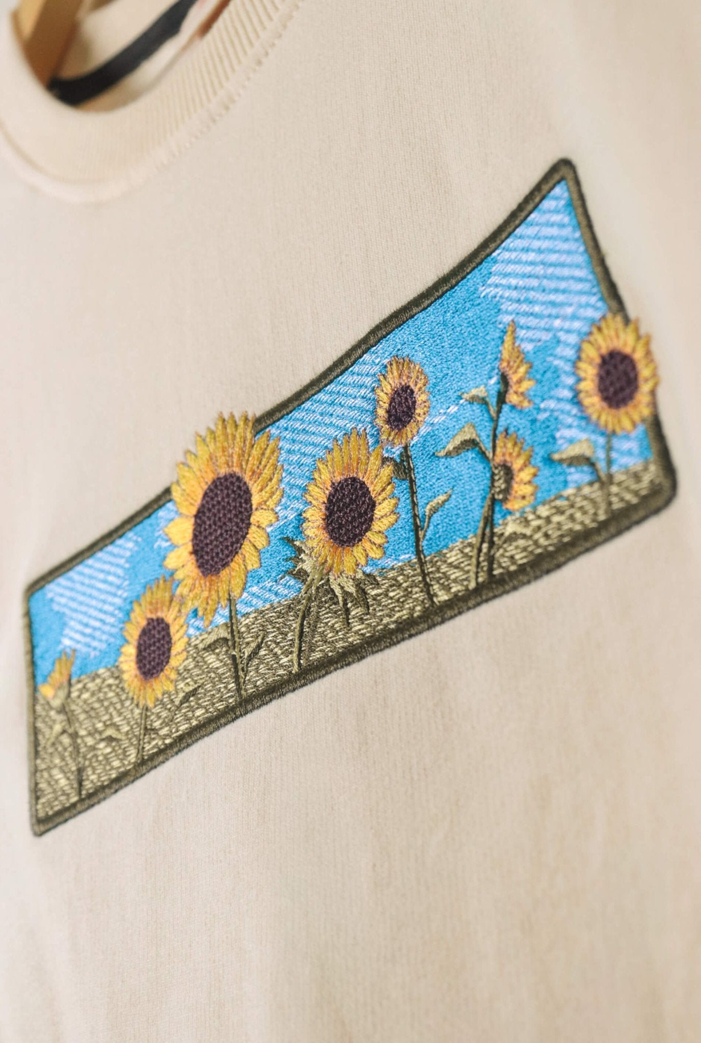 Sunflower Field Embroidered Oversized T-Shirt — Beige | AnyaLook Oversized Tshirt